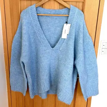 Re:EDIT 리에디 V넥 니트 오버 사이즈 블루