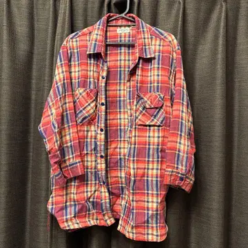 슈가 케인 라이트 M 레드 계열 체크 긴팔 셔츠