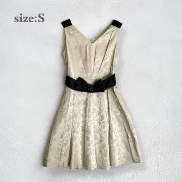 플레어 원피스 슬리브리스 원피스 파티 드레스 일본제 허리 리본