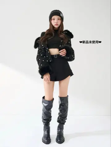 새상품 도트 트위드 자켓 코트 BLK