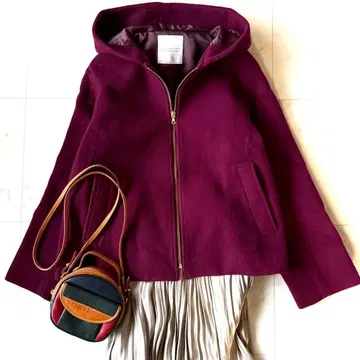 새상품급 매킨토시 철학 숏 울 자켓 보르도 38