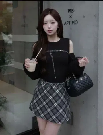 다리치 도킹 미들 허리 니트 미니 원피스 FL