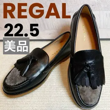 [새상품급] REGAL 태슬 로퍼 블랙 퍼 디자인 22.5cm