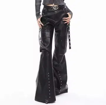 가죽 플레어 팬츠 opium 고딕 펑크 그런지 y2k