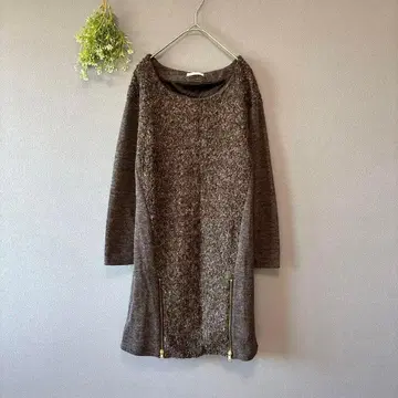 오파크 클립 [M] 고급 쿨 울 블렌드 무릎 기장 부클 원피스