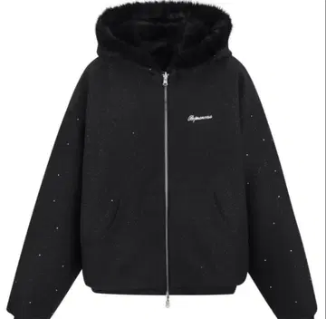 andwang Kirakira 2way fur zip up black