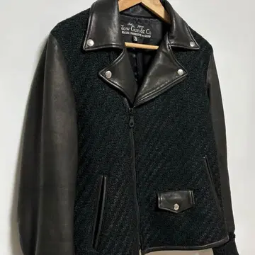 slowgun 스로우건 캐시미어 더블 라이더 자켓 블랙 가죽