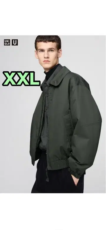 UNIQLO U 퍼프 테크 숏 블루종 올리브 XXL