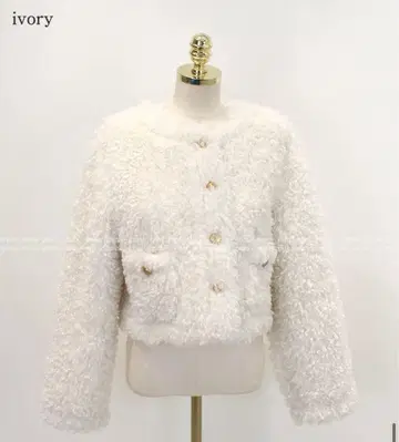 골드 버튼 페이크 무스탕 퍼 자켓