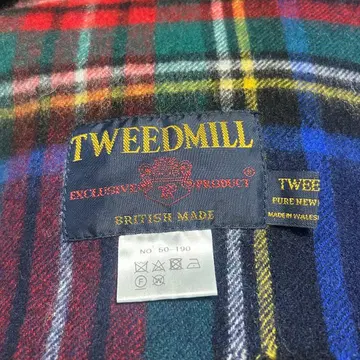 TWEEDMILL 트위드 체크 무늬 울 100% 대형 스톨