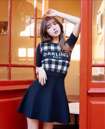 DARLING RICH 반팔 니트 원피스