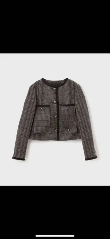 GRACE CONTINENTAL 샤기 체크 노카라 자켓