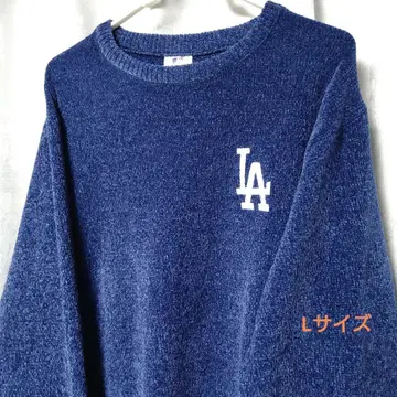 MLB 다저스 광택 몰 니트 스웨터 자수 L 사이즈
