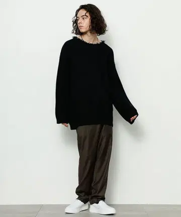 WRAPINKNOT 랩핑 너트 오버 사이즈 니트 사이즈 2 블랙