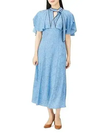 스나이델 케이프 프릴 파이핑 프린트 원피스 SWFO234320