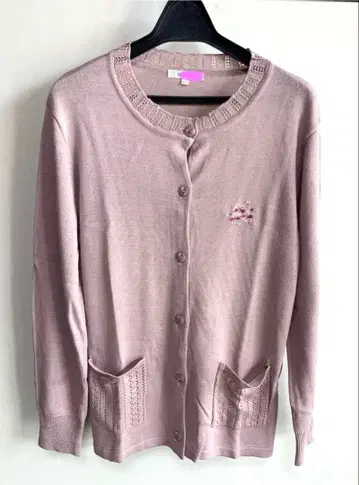 앤티크 가디건 더스티 핑크 니트 포켓 꽃 자수 어른 고급 1