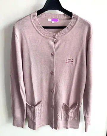 앤티크 가디건 더스티 핑크 니트 포켓 꽃 자수 어른 고급 2