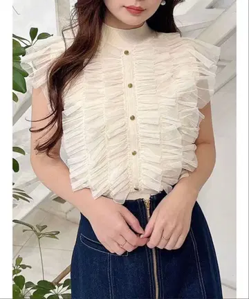 MERCURYDUO 튤 프릴 니트