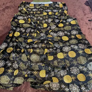 블랙 골드 꽃무늬 하카마