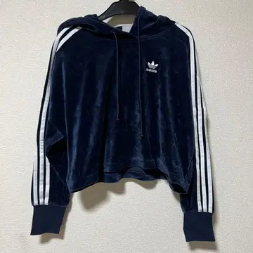 adidas 아디다스 오리지널 벨로아 크롭 후드티 XS