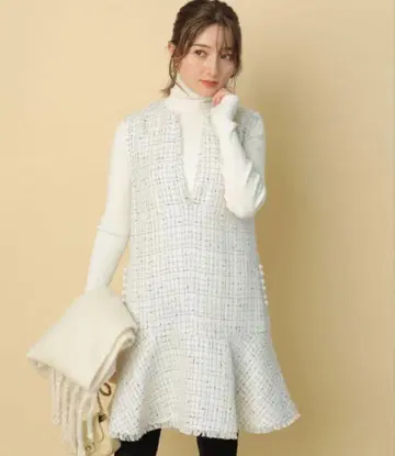 Apuweiser-riche 트위드 페플럼 미니 원피스