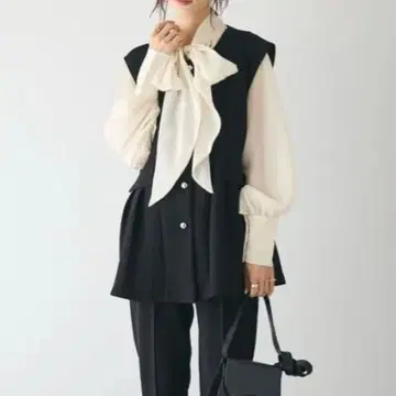 frene 리본 시안 블라우스 베스트 팬츠 set