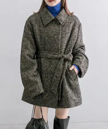 mystic 자카드 미들 코트 브라운