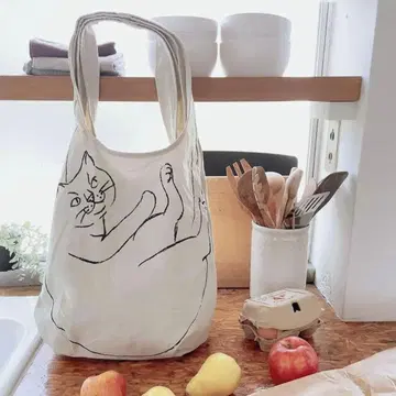 ROOTOTE 에코백 코튼 대용량 고양이 무늬 브라 사가리네코-A