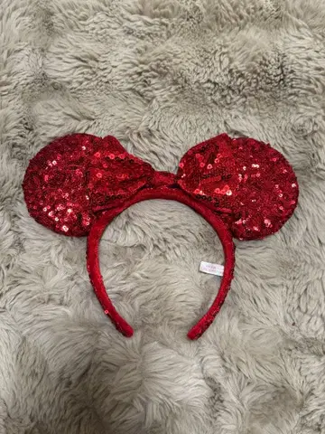도쿄 디즈니 리조트 빨간색 스팽글 머리띠