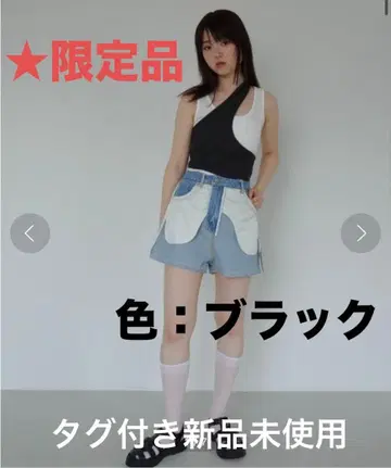 Uenui 인사이드 아웃 디자인 데님 숏팬츠 블랙