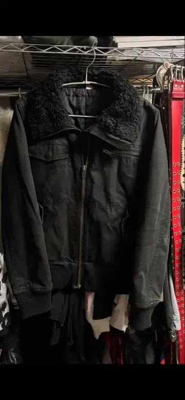 archive y2k 블랙 퍼 밀리터리 자켓 헤이세이