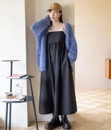 라메 샤기 가디건 SHORT