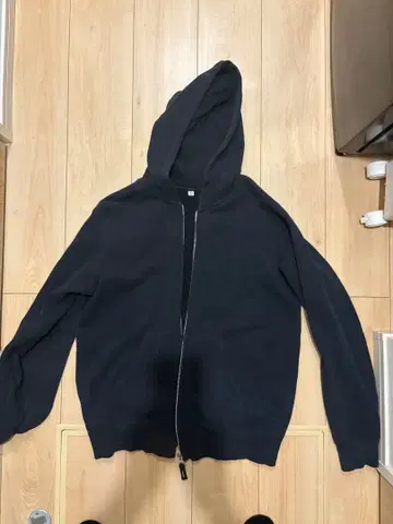 올드 유니클로 지퍼 후드티 블랙