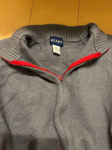 BEAMS 그레이 하프 지퍼 스웨터