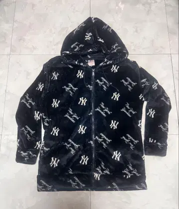 NY 로고 플리스 후드티 L 사이즈 네이비