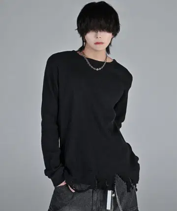 [ 새상품 ] ADRER 와플 서멀 데미지 가공 롱T 긴팔T셔츠