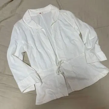 45R 가디건 블라우스 화이트 코튼