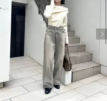 mystic 오버 다이 와이드 데님 베이지