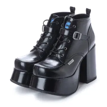 요스케 YOSUKE 통굽 레이스업 부츠 (블랙) 23.5cm