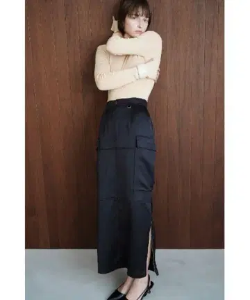 CLANE SATIN CARGO STRAIGHT SKIRT
