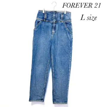 포에버21 하이웨스트 데님 청바지 앵클 기장 와이드 팬츠