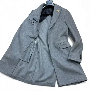 컨디션 최상 LARDINI 체스터 코트 알파카 부토니에르 사이즈 46