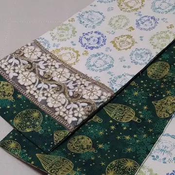 반폭 오비 크리스마스 오너먼트 장식용 깃 2개 포함