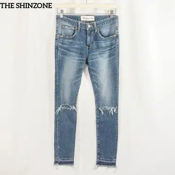새상품급 THE SHINZONE 컷오프 데님 데미지 가공 스트레치