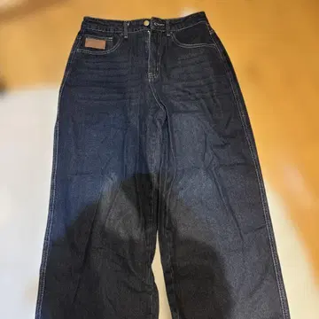 다크 블루 와이드 레그 데님 팬츠