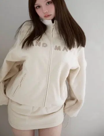 andmary Mary 로고 플리스 재킷 아이보리