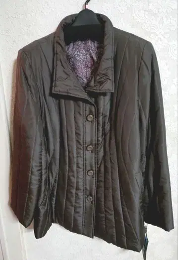 Three Flora 다크 브라운 퀼팅 자켓 M