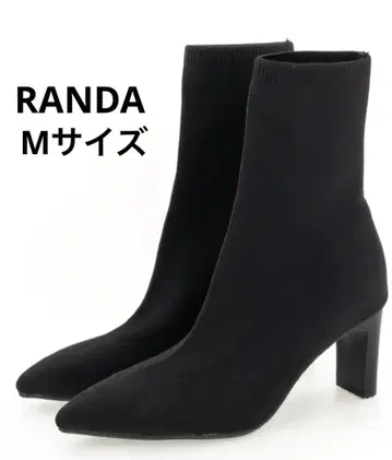 RANDA 스트레치 플레이트힐 삭스부츠 블랙 M 사이즈