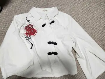 axes femme 피안화 자수 차이나 버튼 블라우스