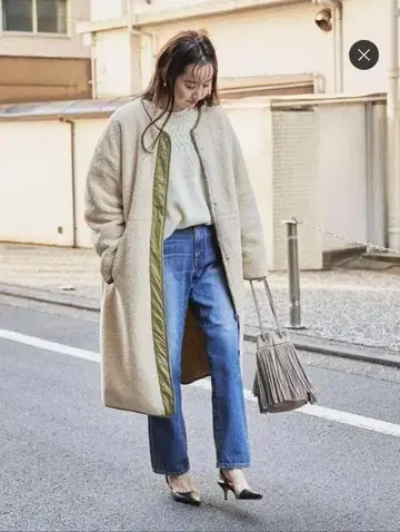 coen 2WAY 보아 x 퀼트 리버서블 코트 M